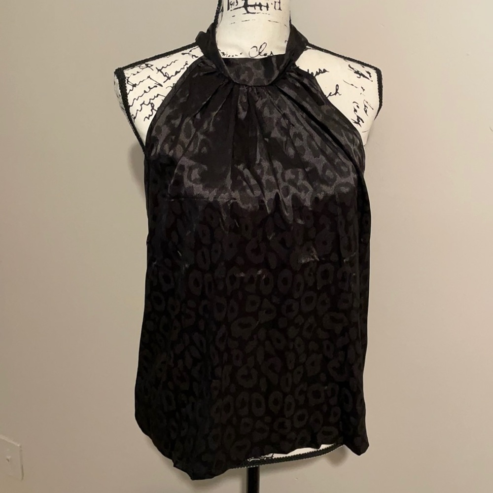 Black Silk leopard print SHEIN curve blouse